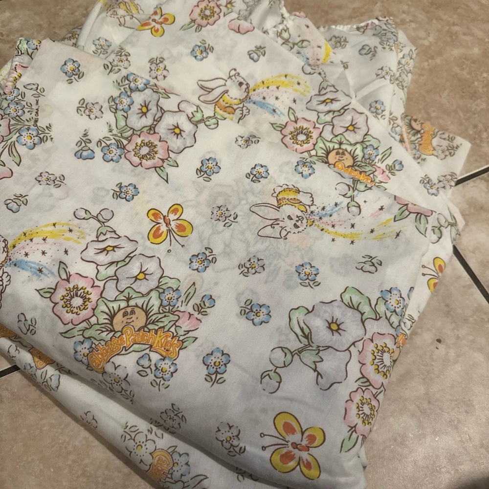 Cabbage Patch Kids Sheet Twin Fitted Bed 1983 80's OAA Crafts CPK Material